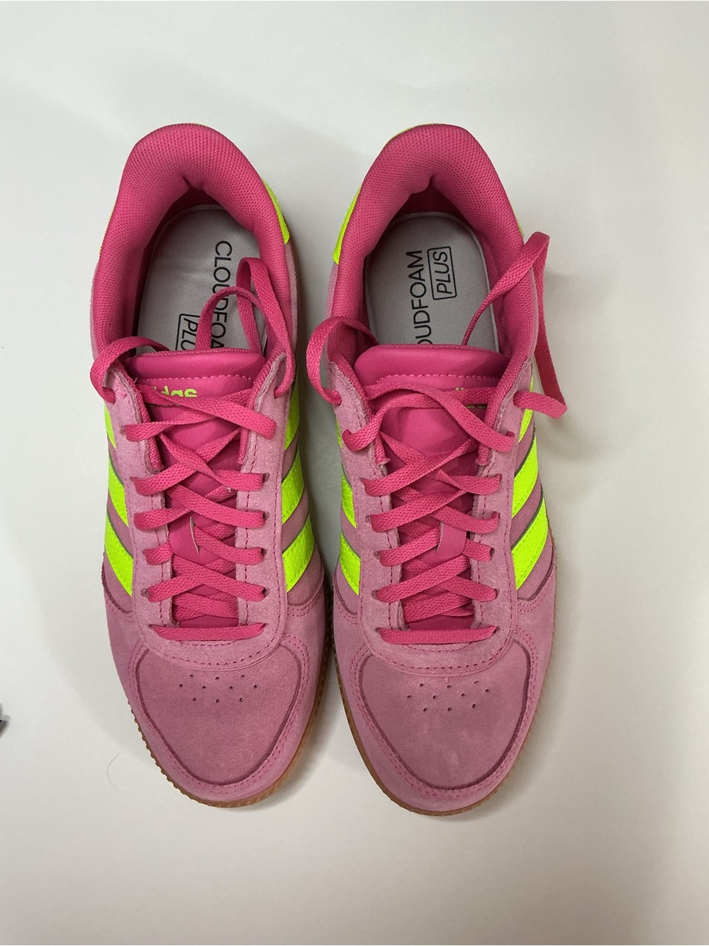 Adidas Women’s Breakneck Sleek Sneakers in Magenta and Lucid Lemon - Picture 8 of 9